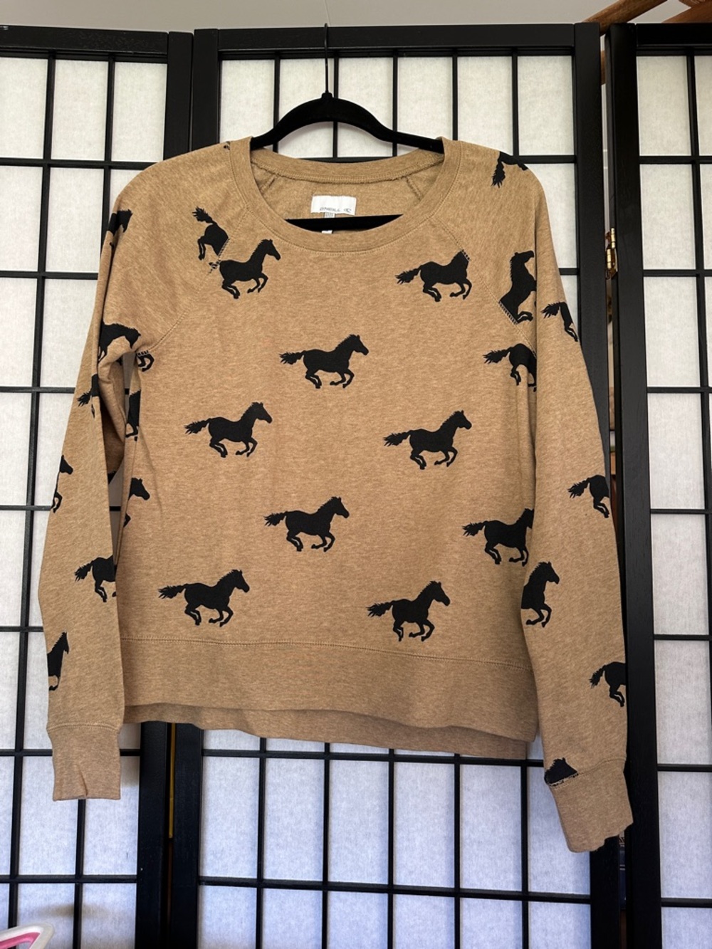 O'Neill Tan Sweatshirt with Black Horse Print